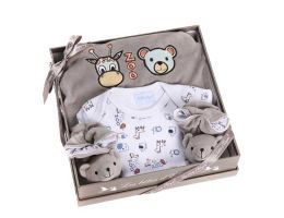 Coffret Naissance Pyjama Bébé fille ou garçon Zoo, gris, Les Bébés l'Elizéa