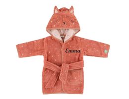 joli peignoir pour enfant, chat rose à broder