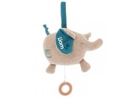 Boîte à musique Moulin Roty Peluche Eléphant personnalisable 36 cm, Cadeau Naissance Garçon