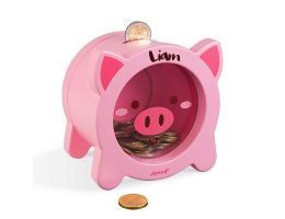 tirelire cochon rose à personnaliser avec prénom enfant