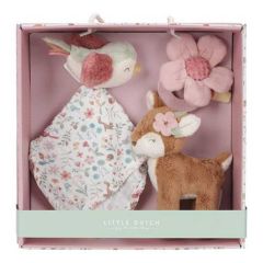 coffret naissance bébé fille, avec doudou personnalisé, little dutch