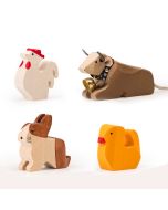 Animaux de la Ferme Trauffer, en bois, Jouet Durable, Qualité Suisse, Set de 4 jouets