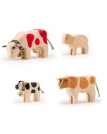 Animaux de la Ferme Trauffer, en bois, Jouet Durable, Qualité Suisse, Set de 4 jouets