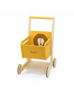 chariot de courses lion, en bois, à personnaliser avec prénom enfant