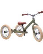 tricycle trybike en métal, couleur vert, évolutif en draisienne